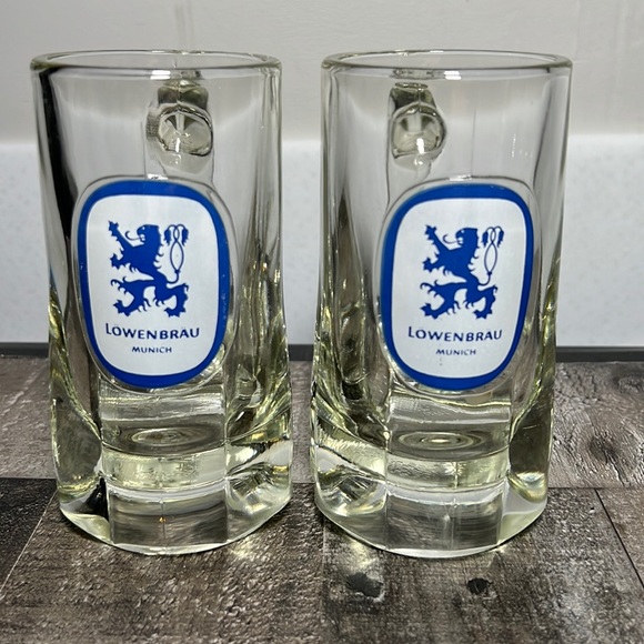 Lowenbrau Dining Vintage 8s Lowenbrau Munich Glass Beer Mugs Set Of